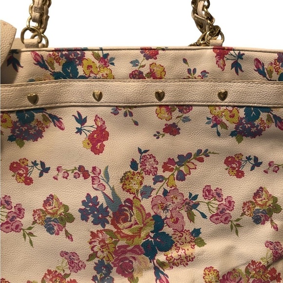 Betsey Johnson Spring Florals Large Double Handle Bag Big Bows Colorful 17X12” - Picture 5 of 13